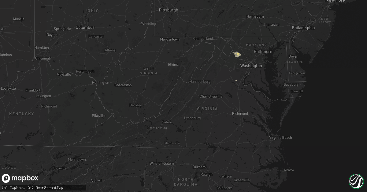 Hail map in Virginia on July 9, 2026