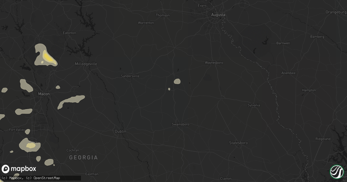 Hail map in Wadley, GA on July 9, 2026