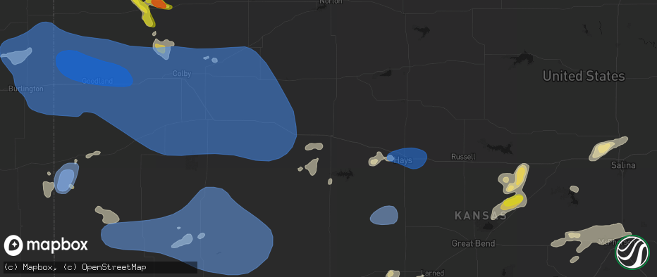 Hail map in Wakeeney, KS on July 9, 2026