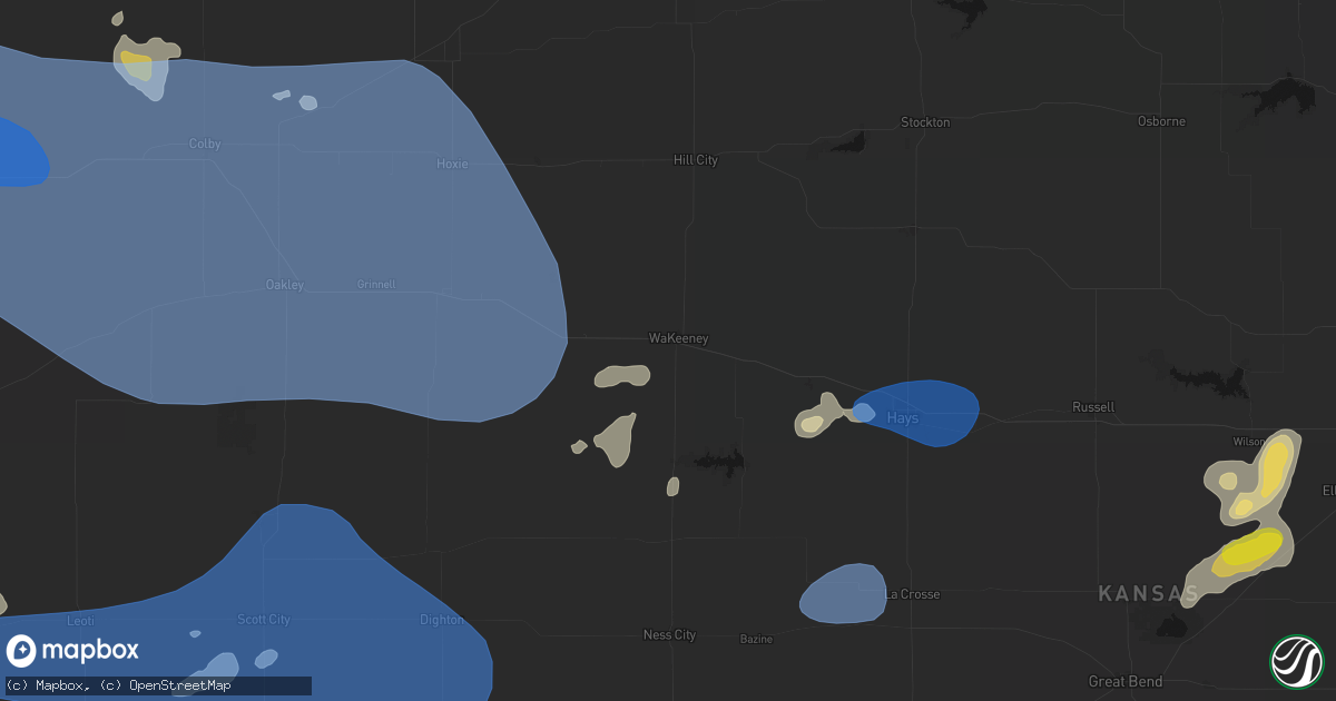 Hail map in Wakeeney, KS on July 9, 2026