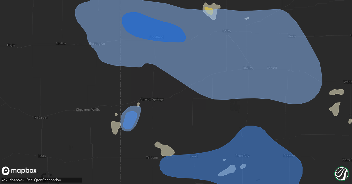 Hail map in Wallace, KS on July 9, 2026