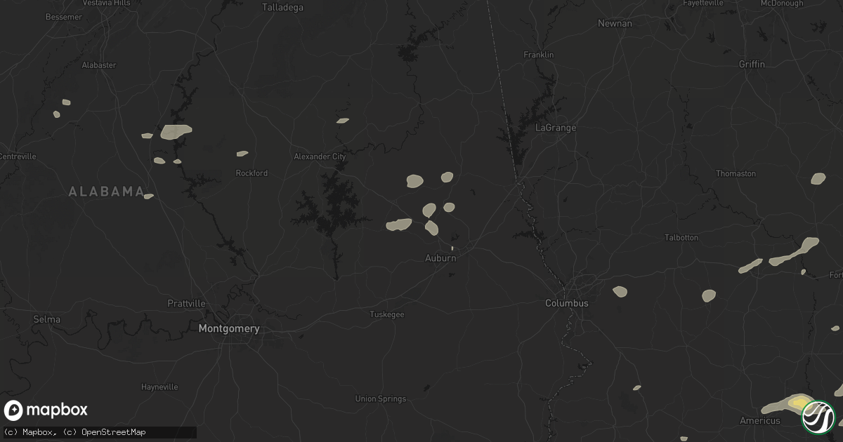 Hail map in Waverly, AL on July 9, 2026