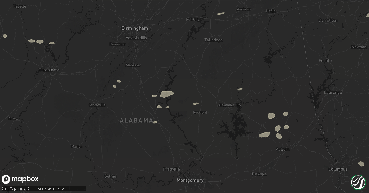 Hail map in Weogufka, AL on July 9, 2026
