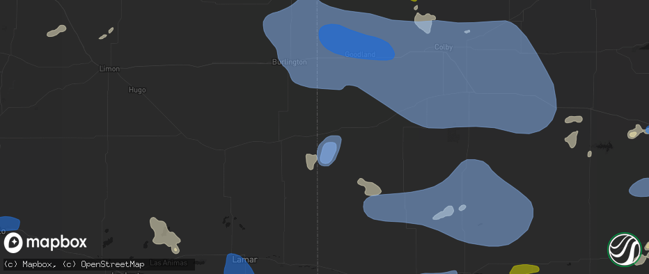 Hail map in Weskan, KS on July 9, 2026