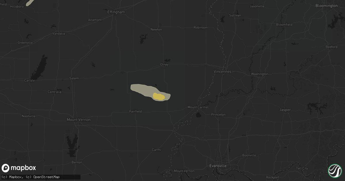 Hail map in West Salem, IL on July 9, 2026