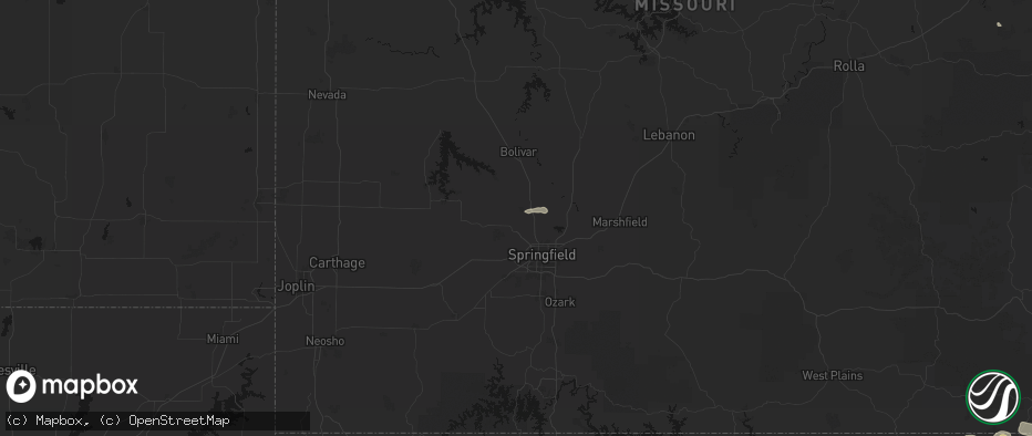 Hail map in Willard, MO on July 9, 2026