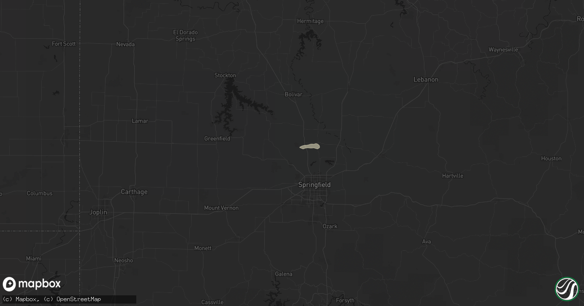 Hail map in Willard, MO on July 9, 2026