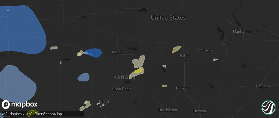 Hail map in Wilson, KS on July 9, 2026