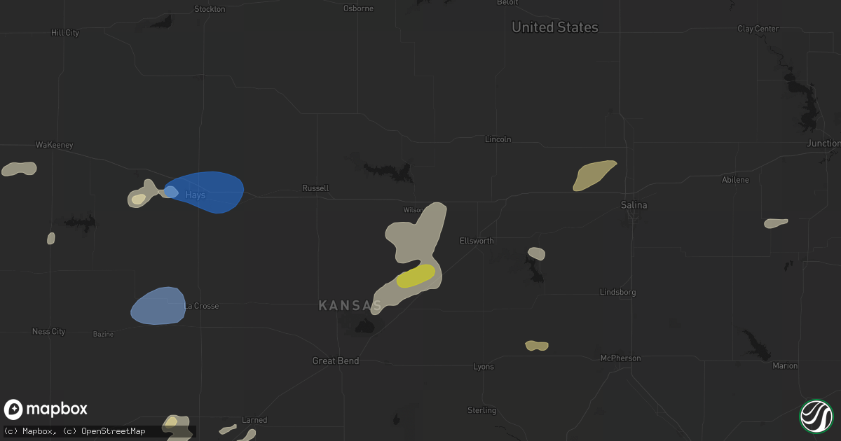 Hail map in Wilson, KS on July 9, 2026