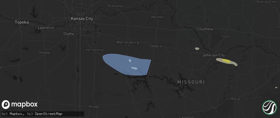 Hail map in Windsor, MO on July 9, 2026