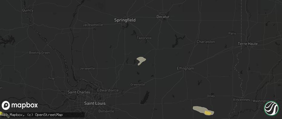 Hail map in Witt, IL on July 9, 2026