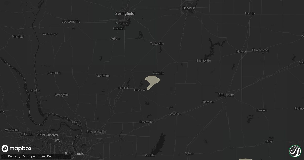 Hail map in Witt, IL on July 9, 2026
