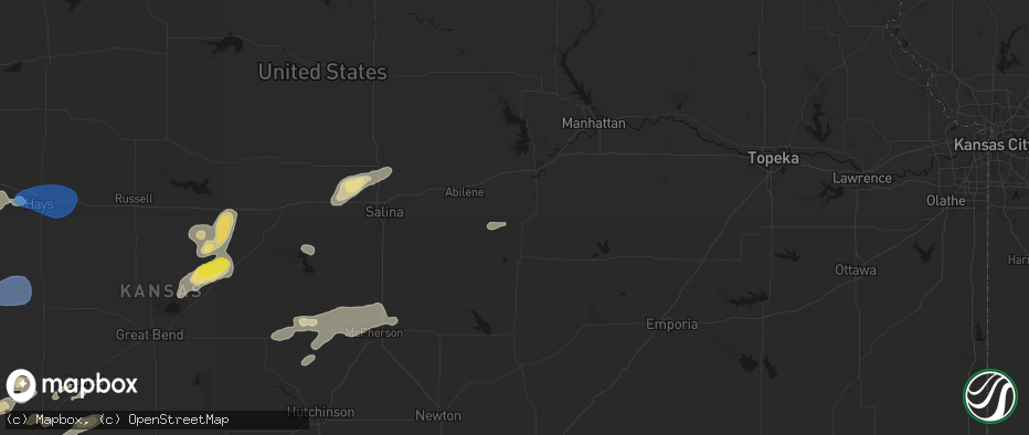 Hail map in Woodbine, KS on July 9, 2026