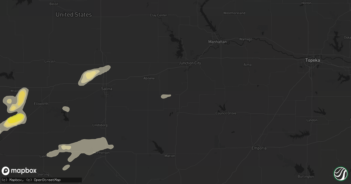 Hail map in Woodbine, KS on July 9, 2026