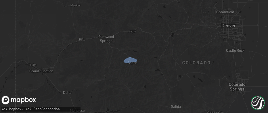 Hail map in Woody Creek, CO on July 9, 2026