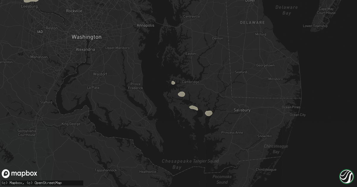 Hail map in Woolford, MD on July 9, 2026