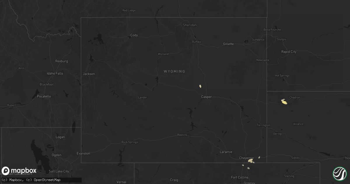 Hail map in Wyoming on July 9, 2026