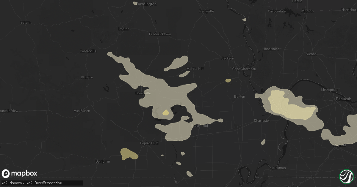 Hail map in Zalma, MO on July 9, 2026