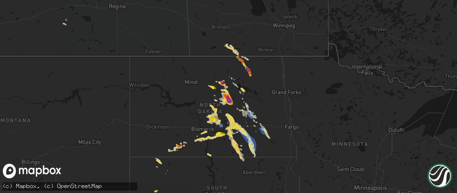 Hail map on July 9, 2026