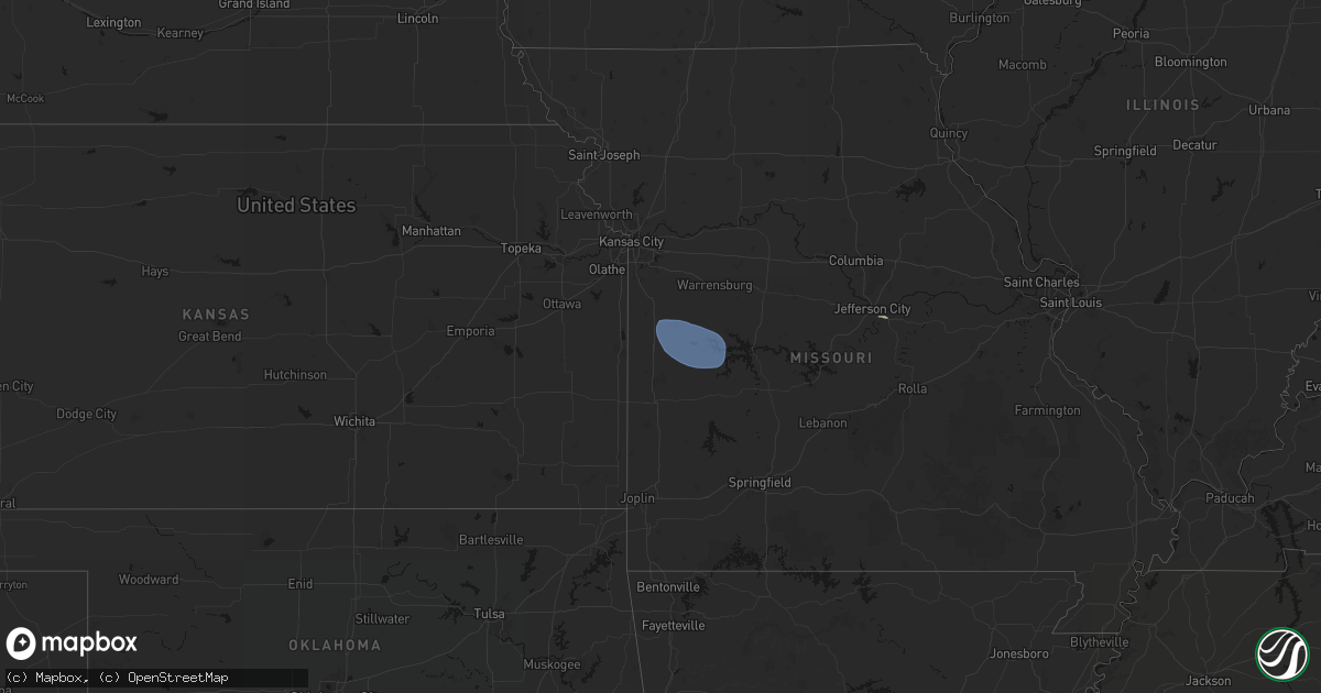 Hail map on July 9, 2026