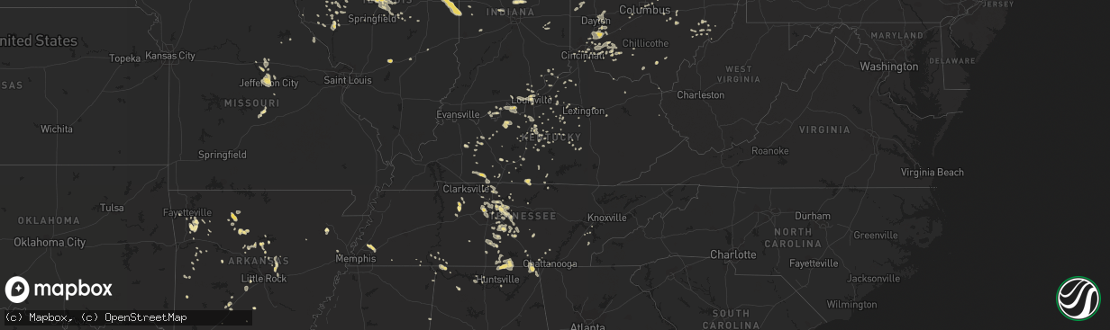 Hail map in Alabama on July 10, 2013