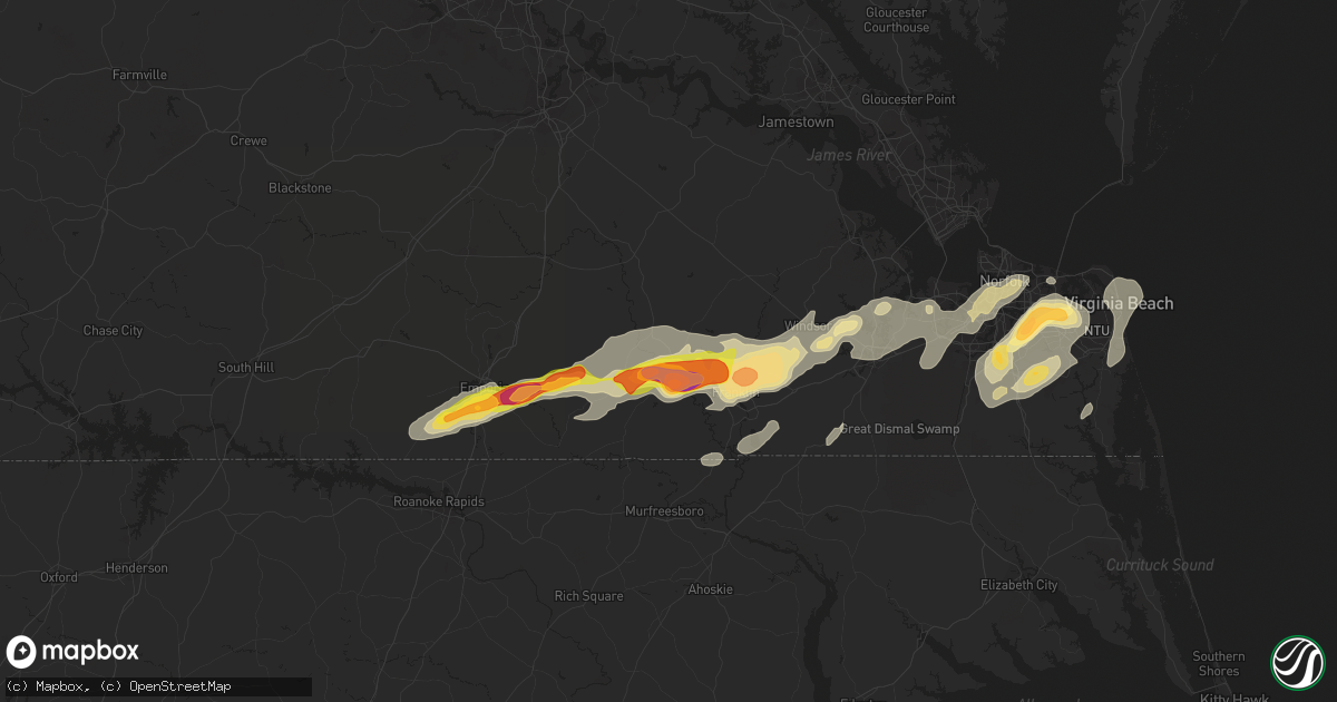 Hail map in Courtland, VA on July 10, 2014