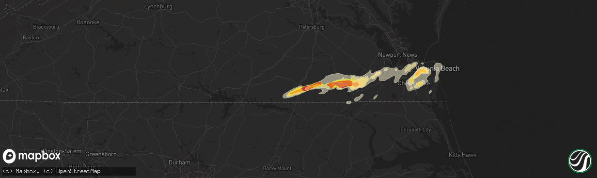 Hail map in Emporia, VA on July 10, 2014