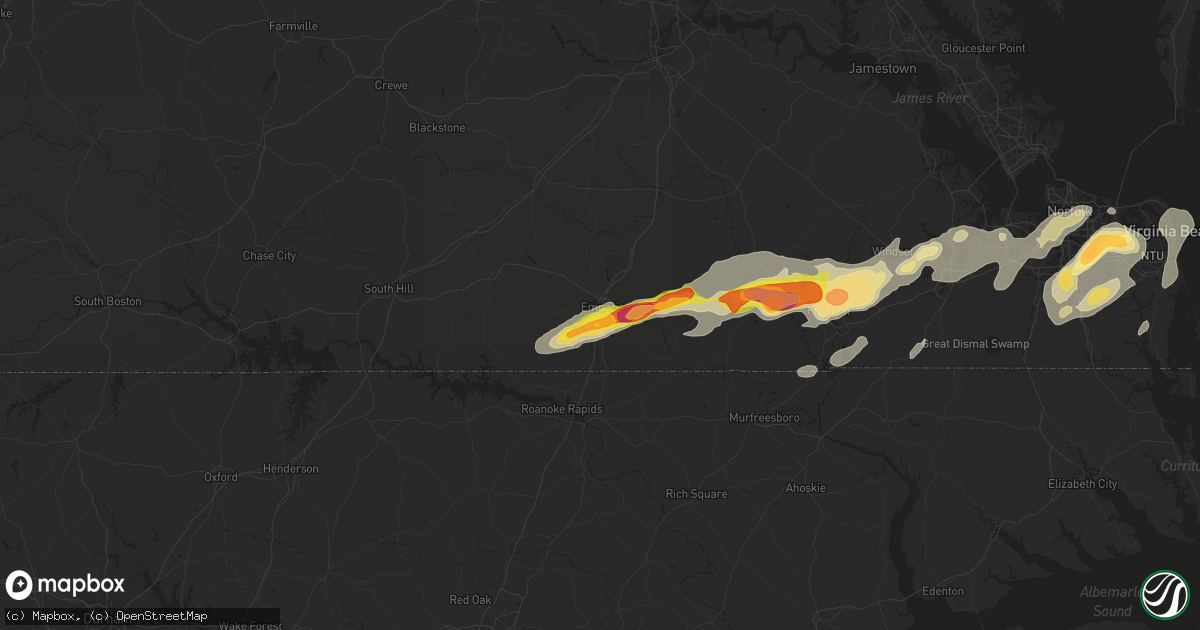 Hail map in Emporia, VA on July 10, 2014