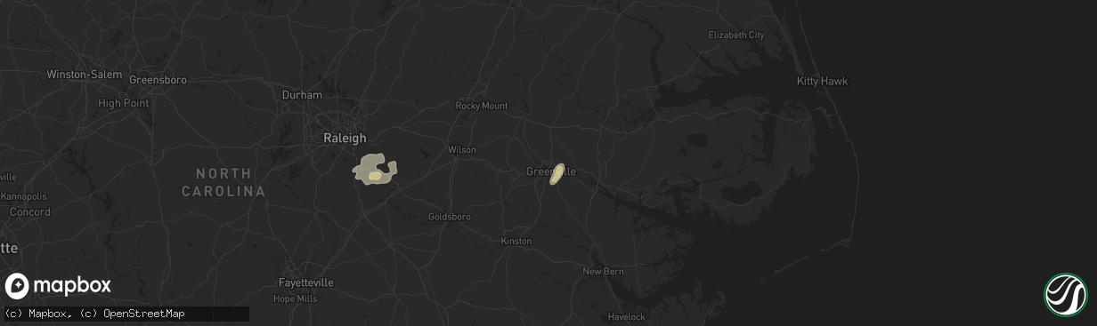 Hail map in Greenville, NC on July 10, 2014