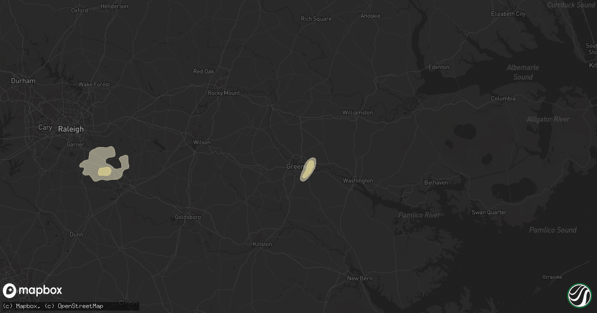 Hail map in Greenville, NC on July 10, 2014
