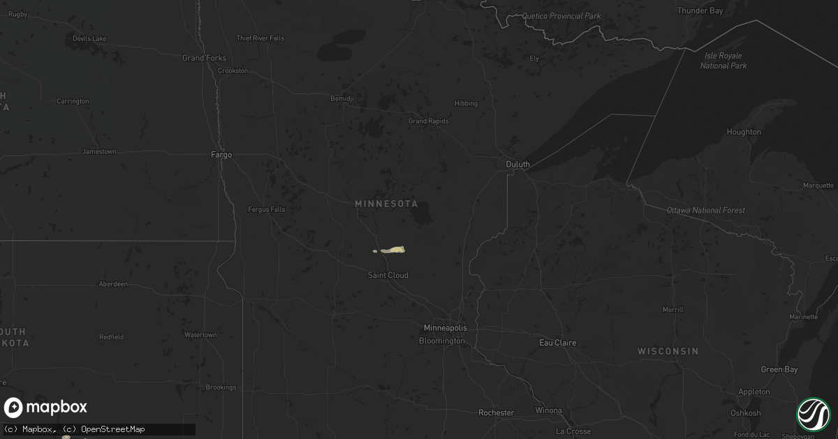 Hail map in Minnesota on July 10, 2014