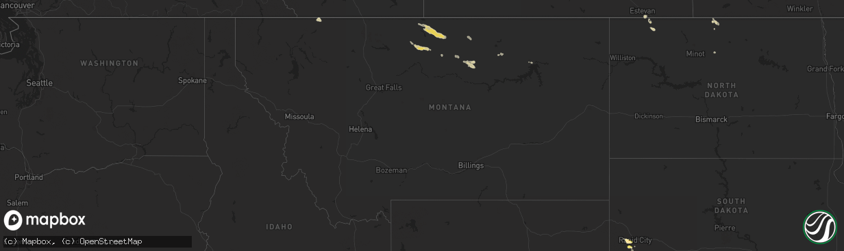 Hail map in Montana on July 10, 2014