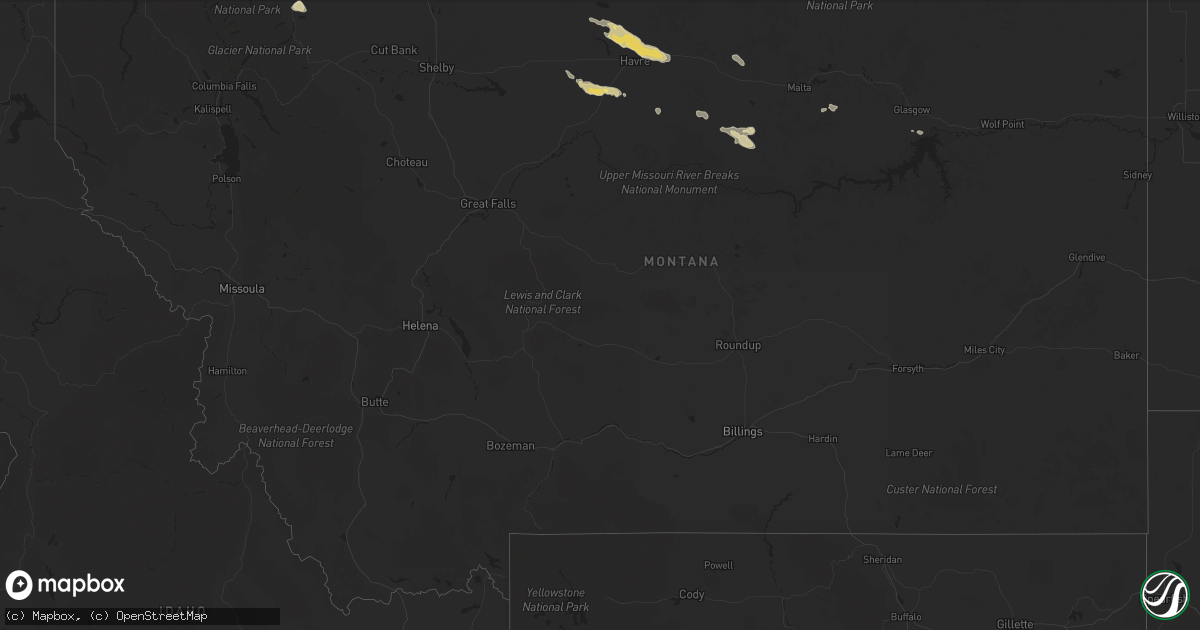Hail map in Montana on July 10, 2014