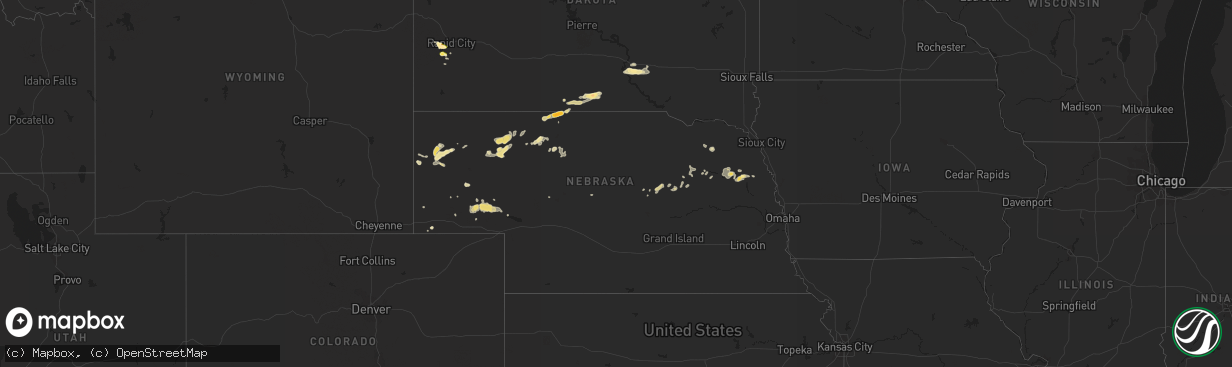 Hail map in Nebraska on July 10, 2014