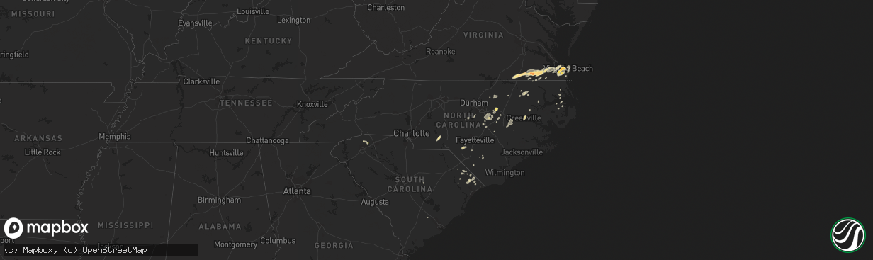 Hail map in North Carolina on July 10, 2014