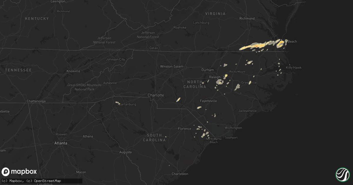 Hail map in North Carolina on July 10, 2014