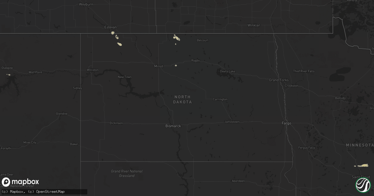 Hail map in North Dakota on July 10, 2014