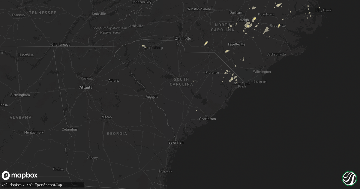 Hail map in South Carolina on July 10, 2014