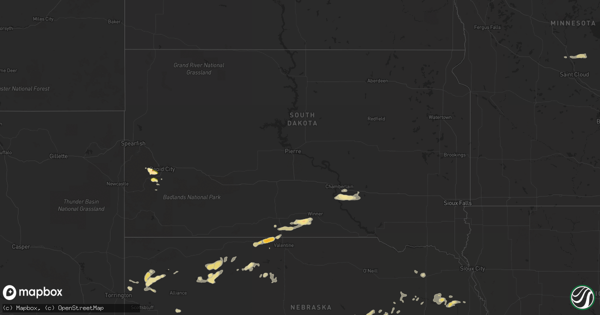 Hail map in South Dakota on July 10, 2014