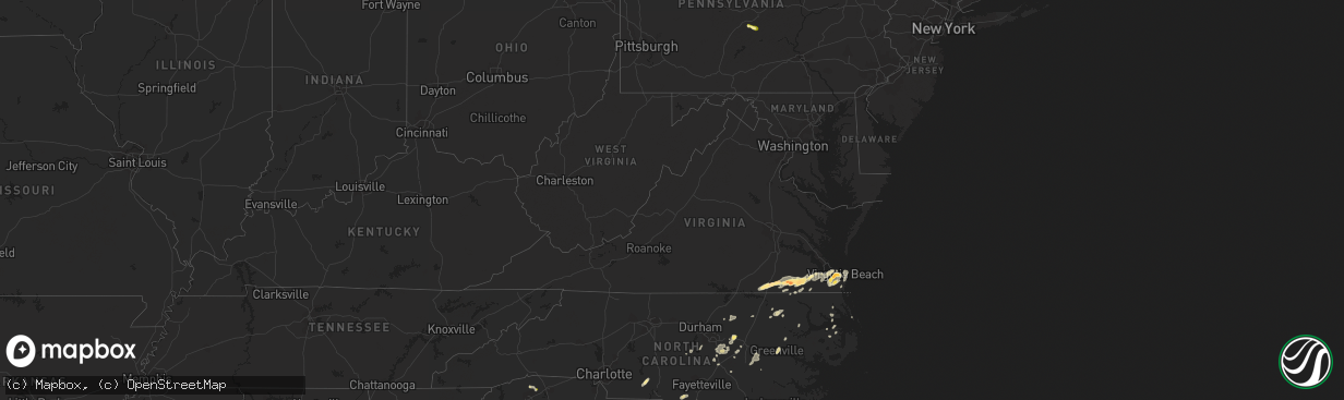 Hail map in Virginia on July 10, 2014