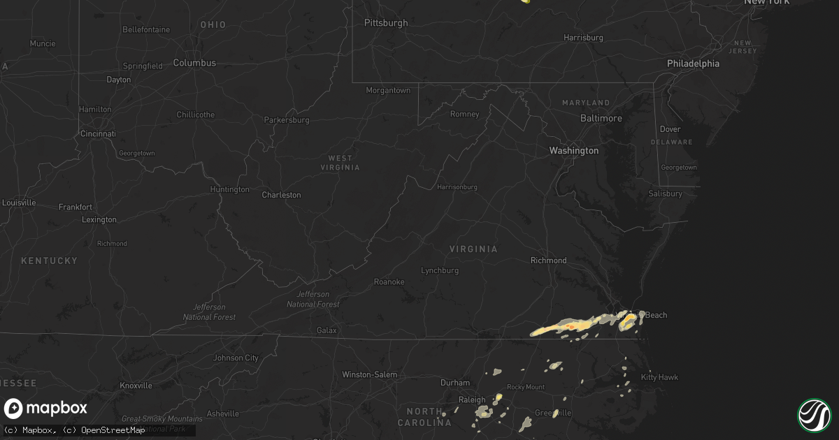 Hail map in Virginia on July 10, 2014