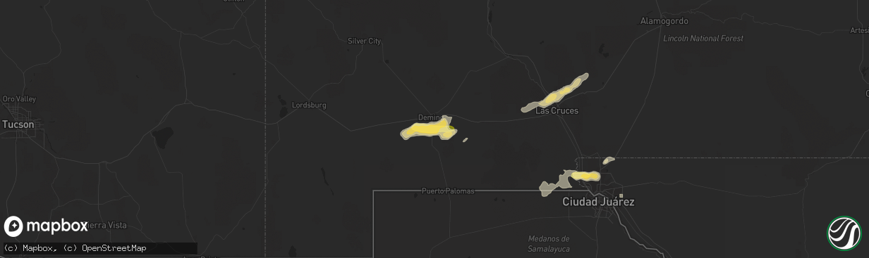 Hail map in Deming, NM on July 10, 2015