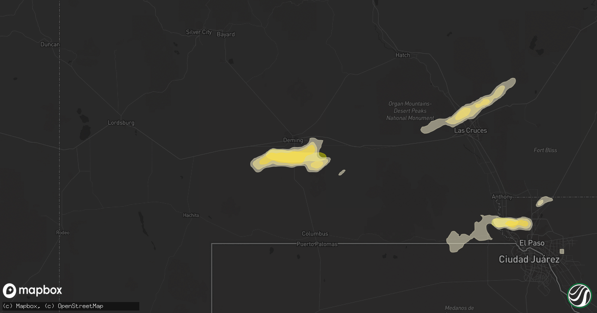 Hail map in Deming, NM on July 10, 2015