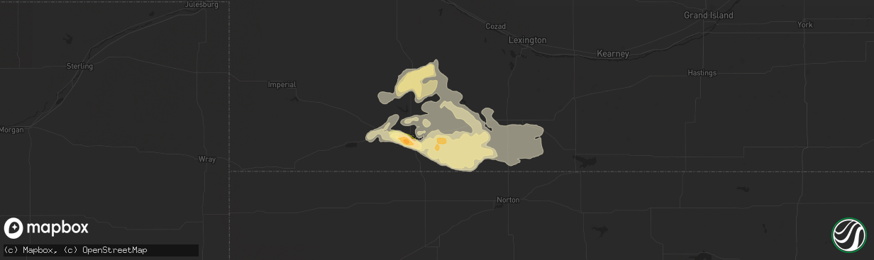 Hail map in Indianola, NE on July 10, 2015