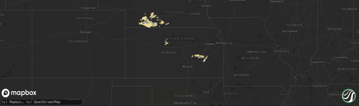 Hail map in Kansas on July 10, 2015