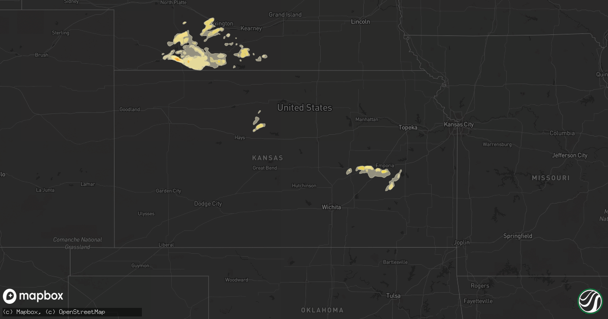 Hail map in Kansas on July 10, 2015