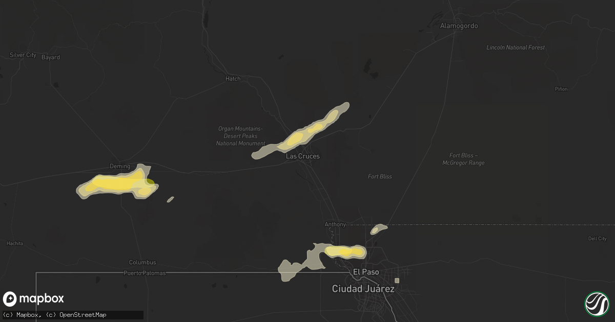 Hail map in Las Cruces, NM on July 10, 2015