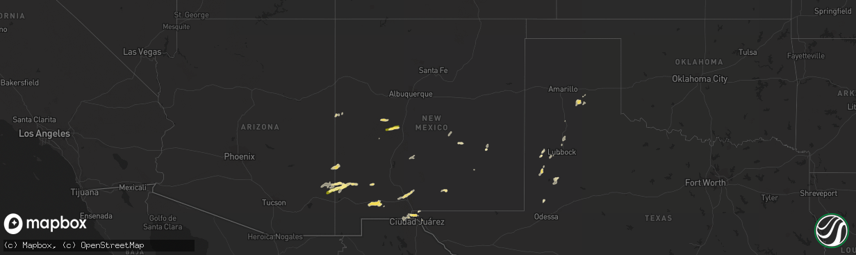 Hail map in New Mexico on July 10, 2015