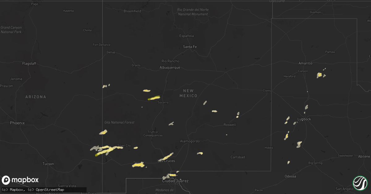 Hail map in New Mexico on July 10, 2015