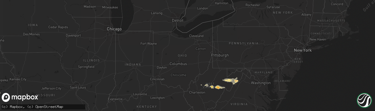 Hail map in Ohio on July 10, 2015